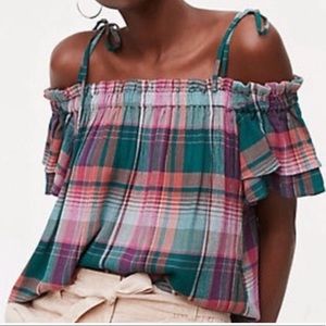 Loft flowy plaid shirt